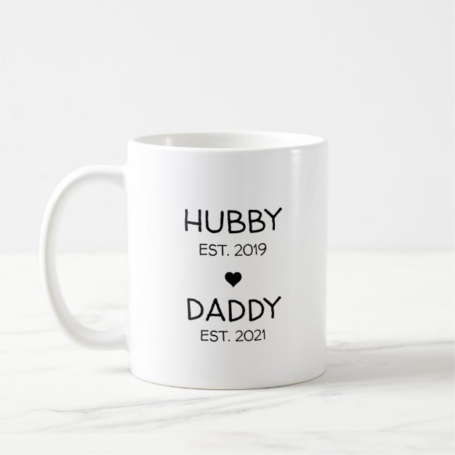 Taza De Café HubbyDaddy Invitación de embarazo revelación de be (Izquierda)