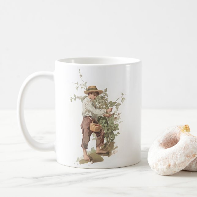 Taza De Café Huckleberry Finn que escoge la litografía de las (Con donut)