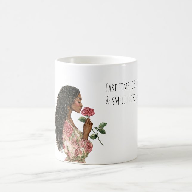 Taza De Café Huele las Rosas Chica Negra (Centro)