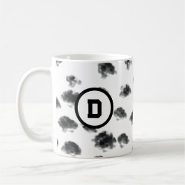 Taza De Café huella animal dálmata en blanco y negro