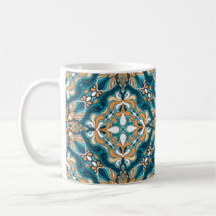 Taza De Café huella de adorno de paisley de vintage. Cabeza de