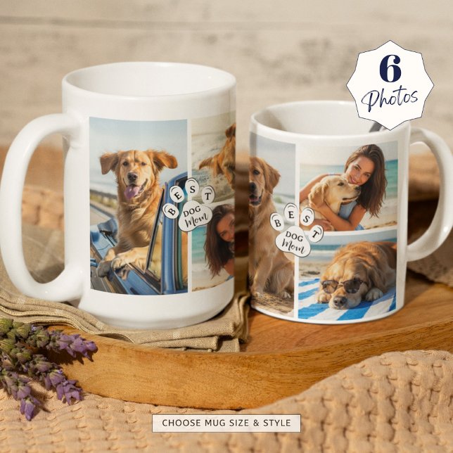 Taza De Café Huella de Collage de fotos Best Dog Mom 6 (Subido por el creador)