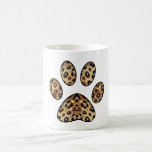 Taza De Café Huella de garra con brillo de leopardo dorado y ne