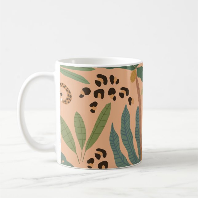 Taza De Café Huella de leopardo de la jungla: patrón sin costur (Izquierda)