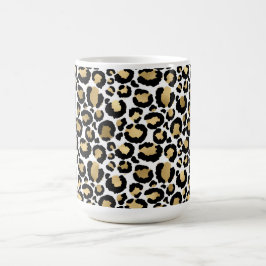 Taza De Café Huella de oro, leopardo blanco y negro Coffee Mug