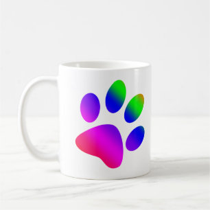 Taza De Café Huella de pata de animal de colores de arcoíris
