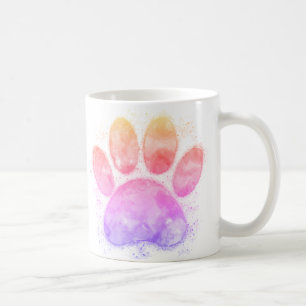 Taza De Café Huella de pata de perro acuarela Impresión colorid