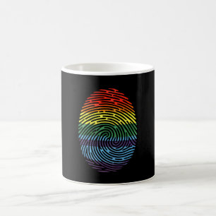 Taza De Café Huella digital LGBTQ Orgulloso Orgullo arcoiris de