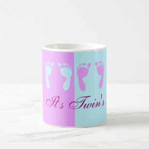 Taza De Café Huellas de bebé (Chica/niños gemelos)