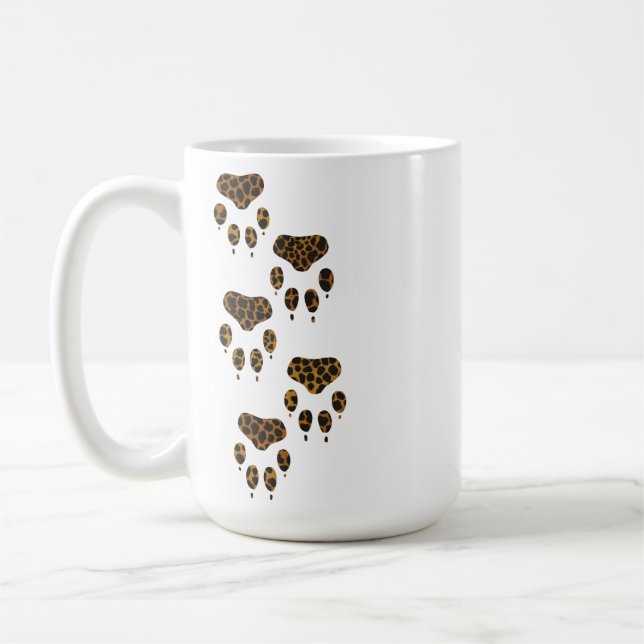 Taza De Café Huellas de garra de gato leopardo asimétricas feli (Izquierda)