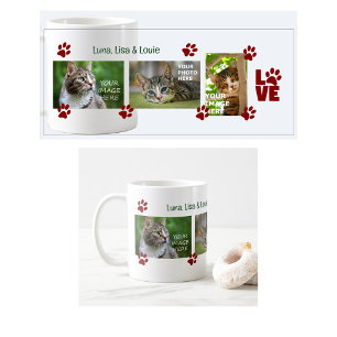Taza De Café Huellas de gato 3 Fotos Nombres Modernas Lindas Nu