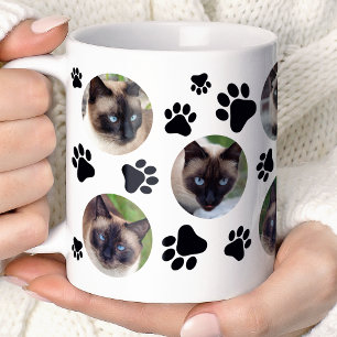 Taza De Café Huellas de gato negro 8 Foto Collage