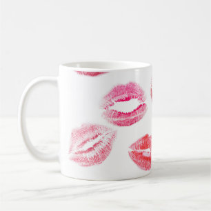 Taza De Café Huellas de lápiz labial: labios de mujeres diversa