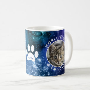 Taza De Café Huellas de Papá Gato Mejor del Mundo Espacio de Fo