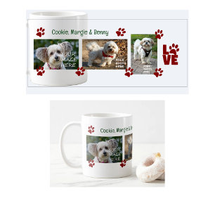 Taza De Café Huellas de patas 3 Fotos de perros Nombres Mascota