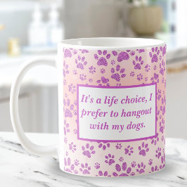 Taza De Café Huellas de patas brillantes moradas divertidas