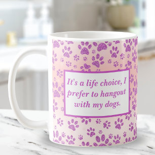 Taza De Café Huellas de patas brillantes moradas divertidas  