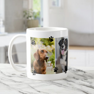 Taza De Café Huellas de patas lindas cuatro fotos de mascotas