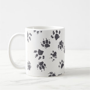Taza De Café Huellas de trazo: Perro Monocromo sin soldadura.