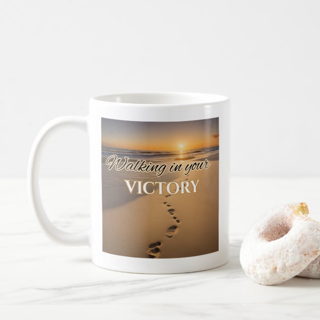 Taza De Café "Huellas del triunfo: confía en el viaje" (Con donut)
