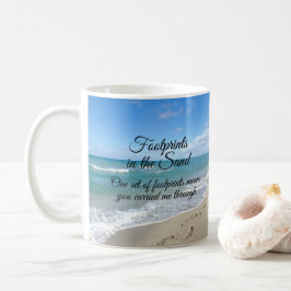Taza De Café Huellas en la arena Inspiradora cristiana
