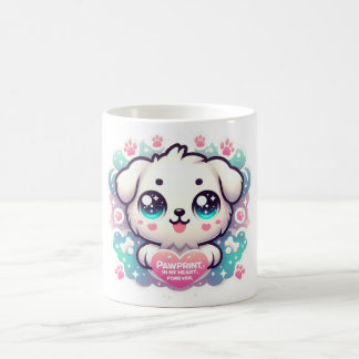Taza De Café Huellas en mi corazón, para siempre Kawaii cachorr
