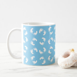 Taza De Café Huellas para bebés, pies para bebés, pasos, azul, 