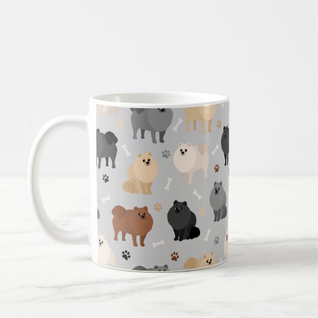 Taza De Café Huellas pomeranas y huesos de perro taparán (Izquierda)