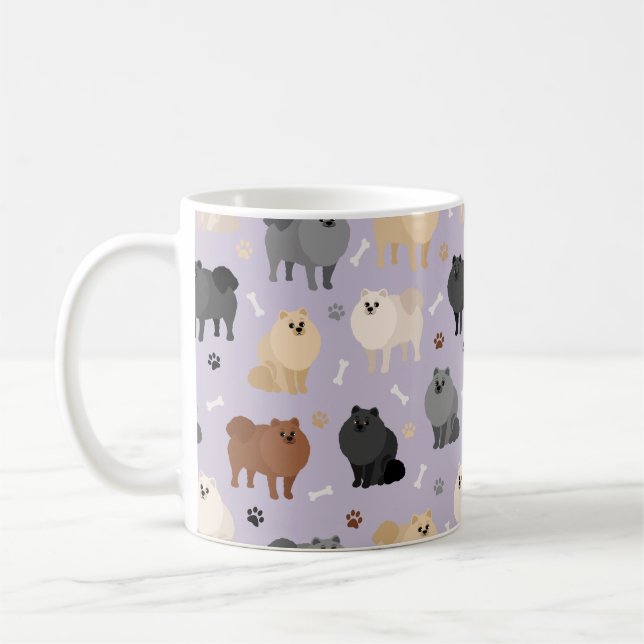 Taza De Café Huellas pomeranas y huesos de perro taparán (Izquierda)