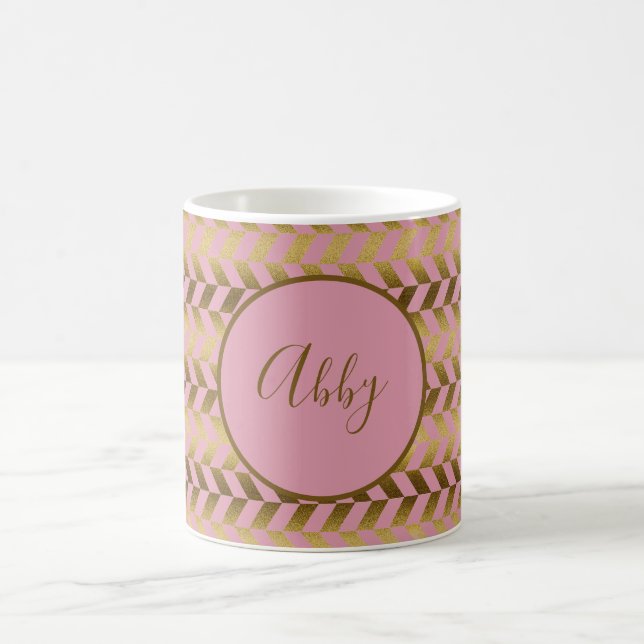 Taza De Café Hueso de arenisca rosa y dorado personalizado (Centro)