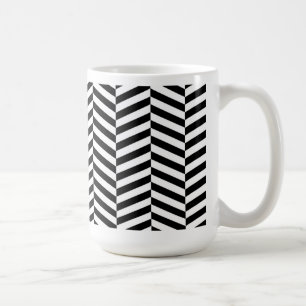 Taza De Café Hueso de arenque negro y blanco