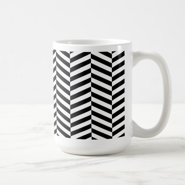 Taza De Café Hueso de arenque negro y blanco (Derecha)