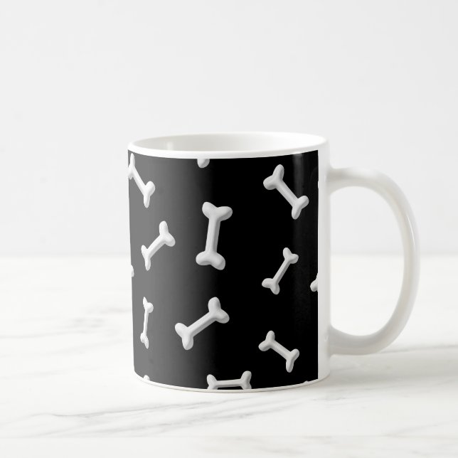 Taza De Café Huesos Blancos En El Personalizado De Fondo Negro (Derecha)