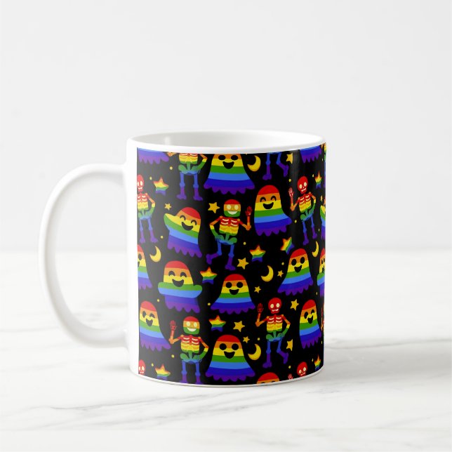 Taza De Café 🦇🌈 Huesos y Estrellas de Arcoíris  (Izquierda)