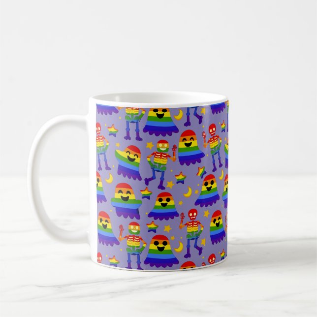 Taza De Café 🦇🌈 Huesos y Estrellas de Arcoíris  (Izquierda)