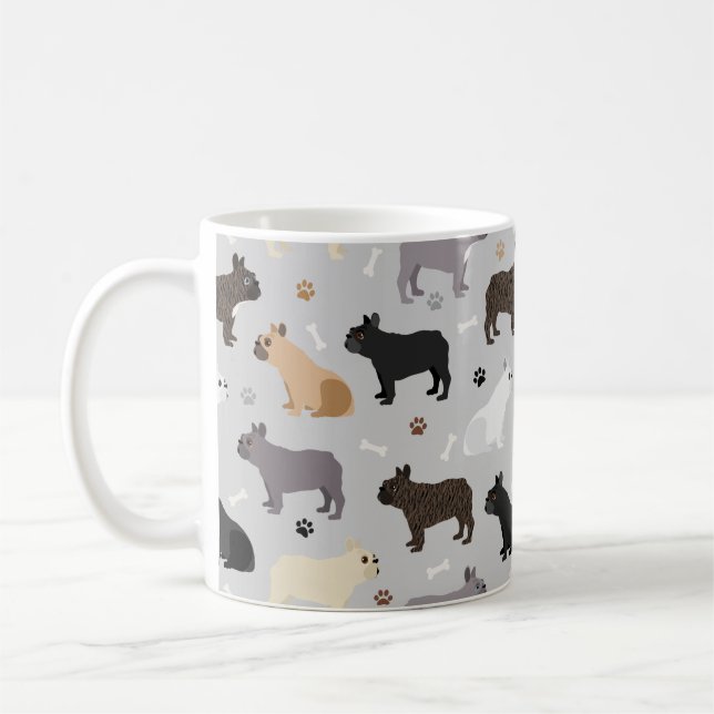 Taza De Café Huesos y patas de Bulldog franceses grises (Izquierda)