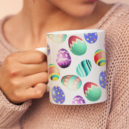 Taza De Café Huevo colorido adornado en Pascua Moderno