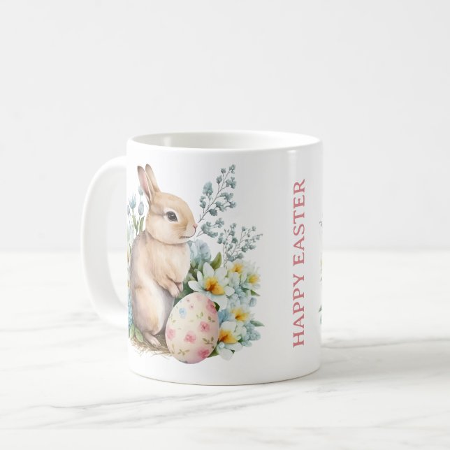 Taza De Café Huevo conejo y floral (Anverso izquierdo)