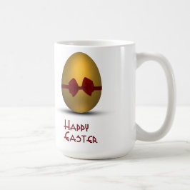 Taza De Café Huevo dorado de Pascua con arco rojo