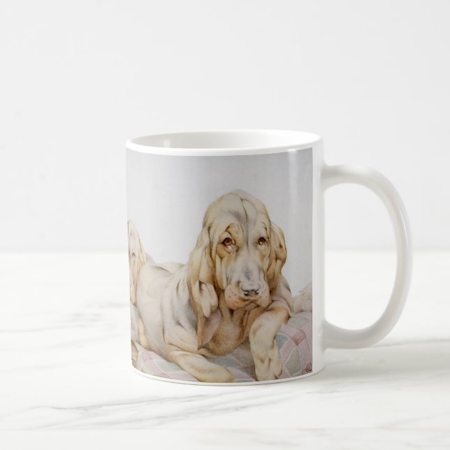 Taza De Café Huevos blancos, perros cachorros de EJ Detmold (Derecha)