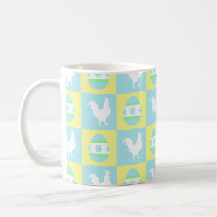 Taza De Café Huevos de gallo de patrón de tablero de chequeo de