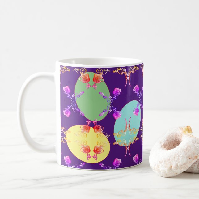 Taza De Café Huevos de Pascua al estilo Faberge (Con donut)