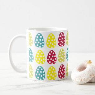Taza De Café Huevos de Pascua coloridos Polka Dot Feliz Pascua