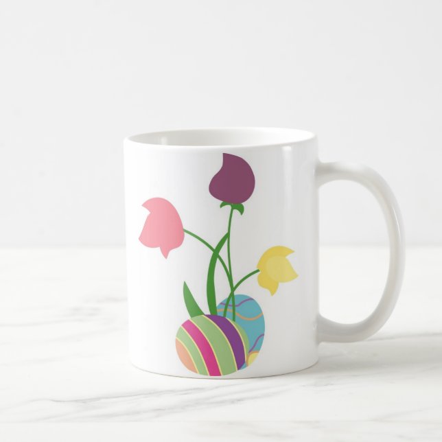 Taza De Café Huevos de Pascua con flores de primavera (Derecha)