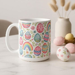 Taza De Café Huevos de Pascua Decorativos Arcoíris Color Pastel
