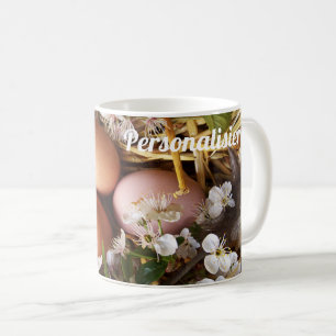 Taza De Café huevos de pascua en nido, personalizar