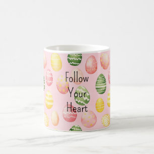 Taza De Café Huevos de Pascua Rosa Amarillo Verde