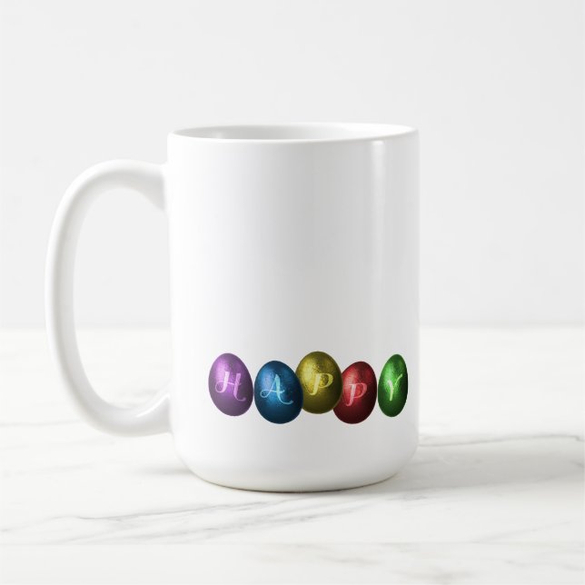 Taza De Café Huevos felices de Pascua coloridos (Izquierda)