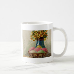 Taza De Café Huevos Flores Canasta Pascua Antiguo
