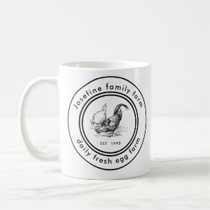 Taza De Café Huevos Frescos De Granja Gallinero Rústico Campo